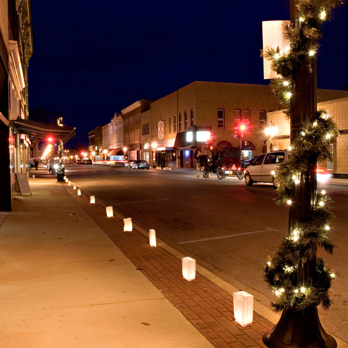 Christmas decorations on Court Street